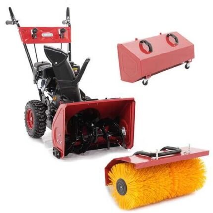 Benzin-Schneefräse GeoTech SS 680 WL EVO – 196cc Loncin-Motor, Multifunktionsgerät mit Kehrbürste